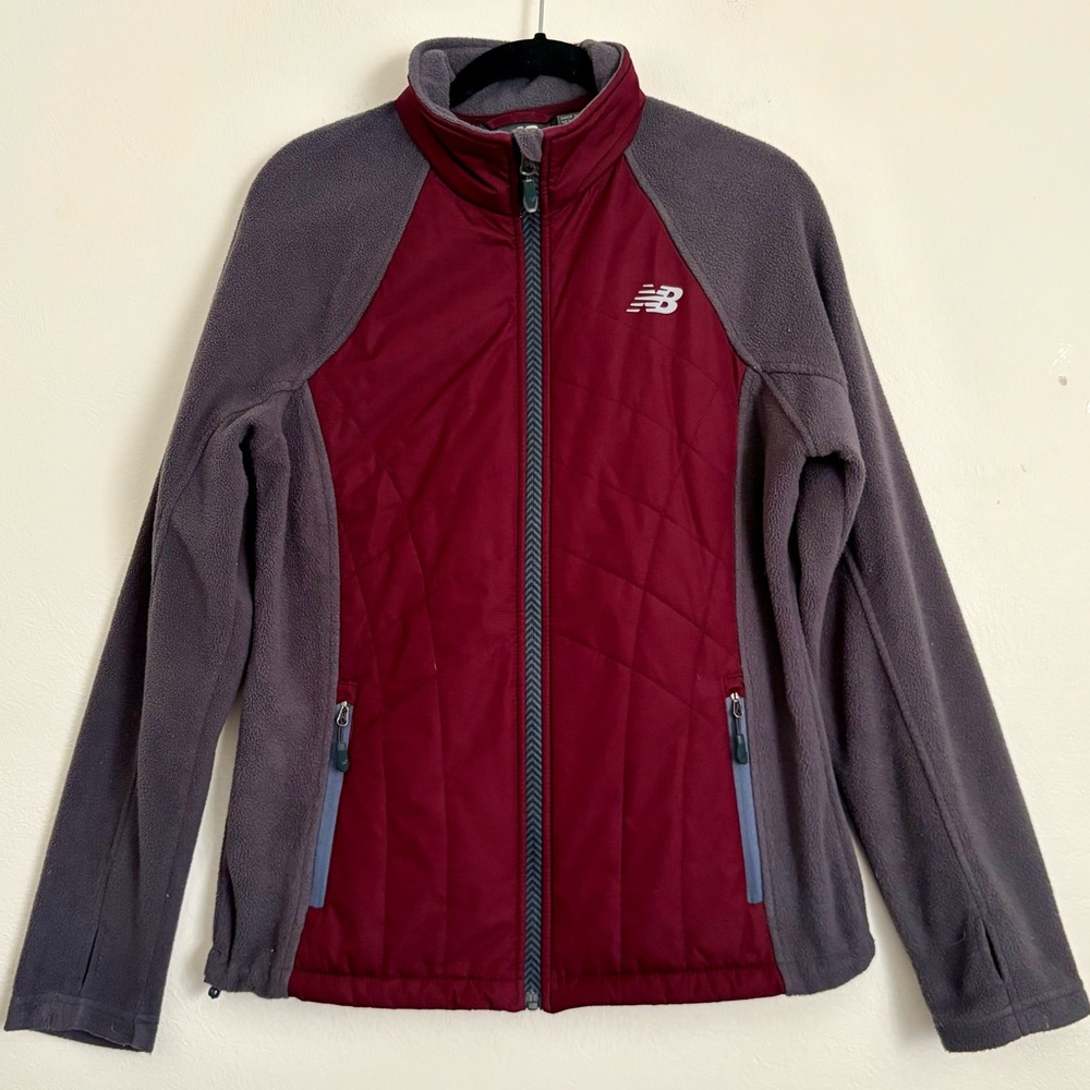 New Balance FullZip Hybrid Quilted Puffer Fleece Activewear Sportswear Sz S